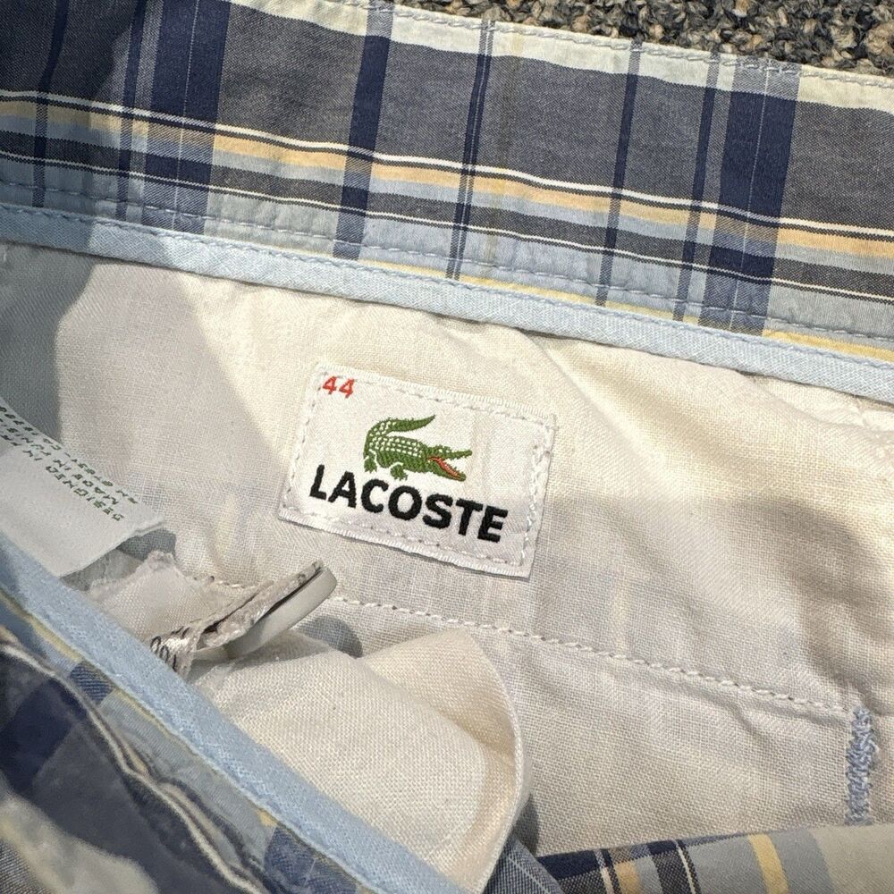 Lacoste Cotton Men's Golf Shorts Planos Blue Navy Size 44 ~34x10 Alligator - Picture 3 of 8